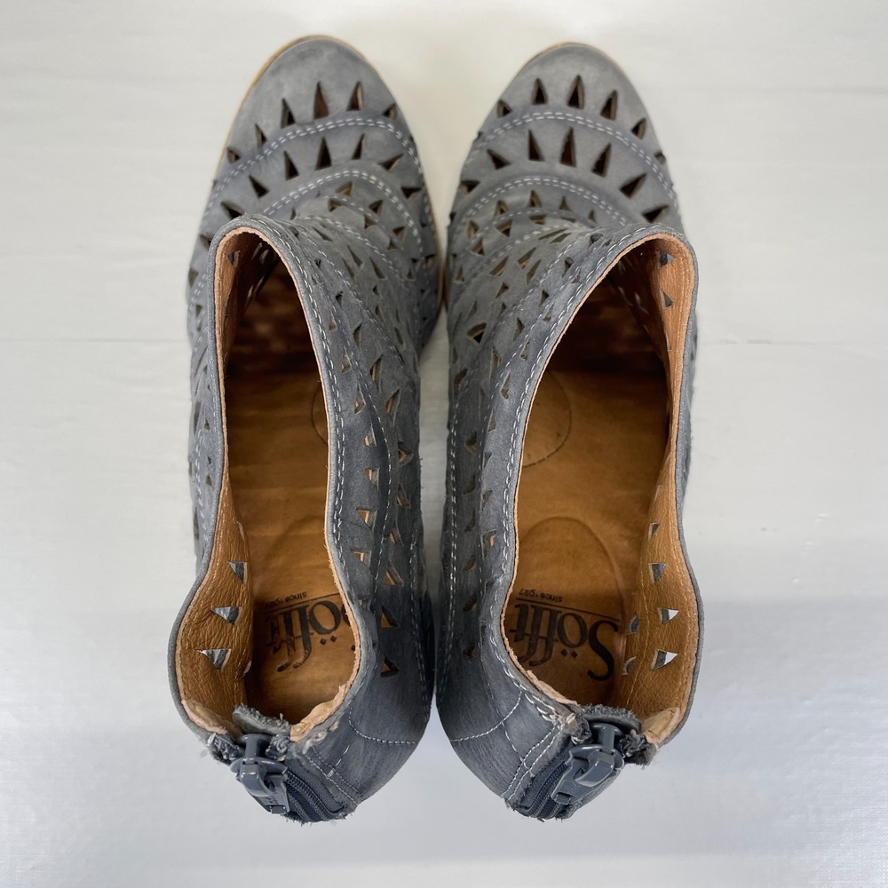 Sofft Westwood Lasercut Ankle Boots Womens Size 8 M Gray Blue Leather Western - Picture 9 of 10